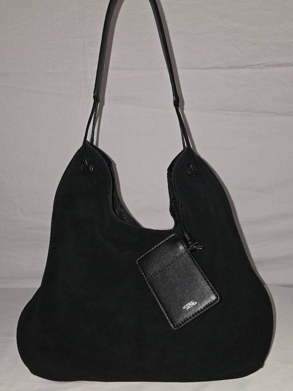 NOTHING WRITTEN Black Suede Medium Shoulder Hobo Bag NWOT